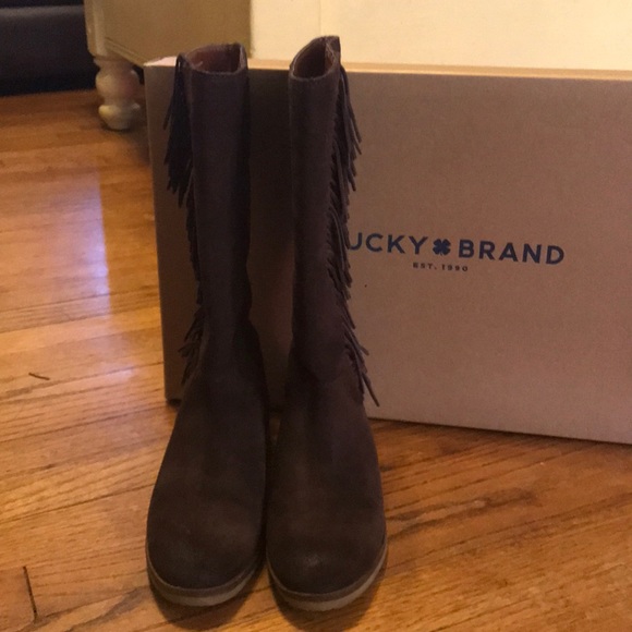 Lucky Brand suede fringe boots Size 6.5m - Picture 2 of 6